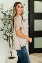 Catch Me Loungin’ Cable Ribbed Knit Top in Ash Mocha - Charming Charlie