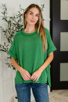 Catch Me Loungin’ Cable Ribbed Knit Top in Dark Green - Charming Charlie