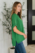 Catch Me Loungin’ Cable Ribbed Knit Top in Dark Green - Charming Charlie