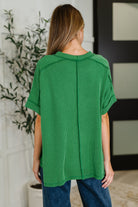 Catch Me Loungin’ Cable Ribbed Knit Top in Dark Green - Charming Charlie