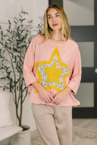 Catch a Star Mixed Print Star Patch Top - Charming Charlie