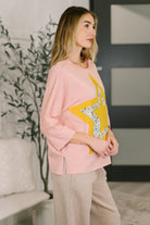 Catch a Star Mixed Print Star Patch Top - Charming Charlie