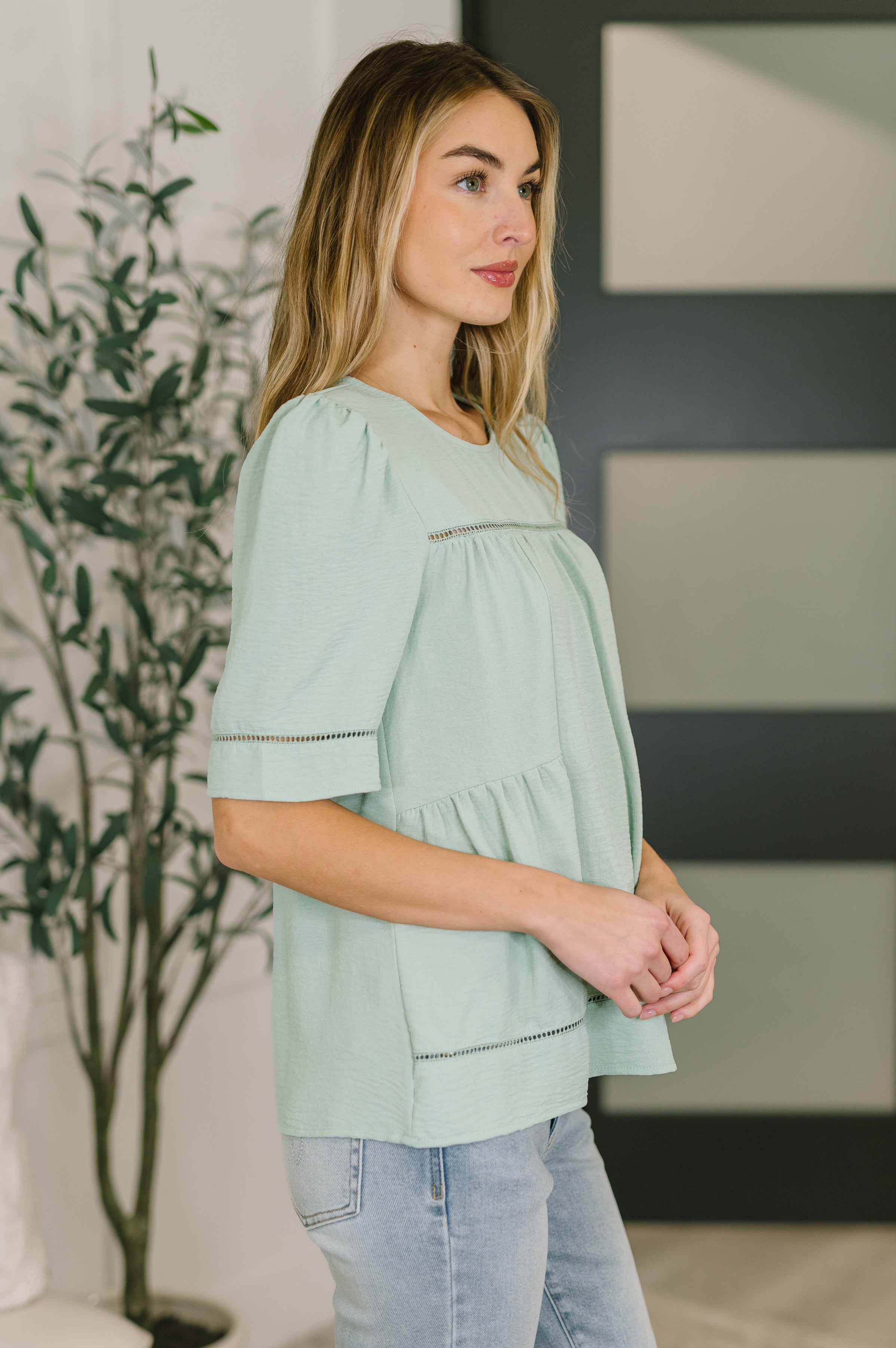 Caught You Looking Crinkle Woven Blouse - Charming Charlie