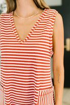 Caught You Staring Ribbed Knit Romper in Rust - Charming Charlie