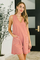 Caught You Staring Ribbed Knit Romper in Rust - Charming Charlie