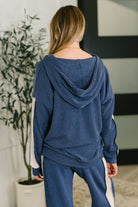 Certified Chiller Contrast Stripe Hoodie in Navy - Charming Charlie