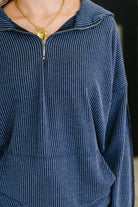 Certified Chiller Contrast Stripe Hoodie in Navy - Charming Charlie