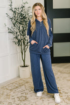 Certified Chiller Contrast Stripe Hoodie in Navy - Charming Charlie