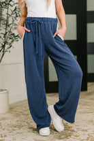 Certified Chiller Contrast Stripe Straight Leg Bottoms in Navy - Charming Charlie