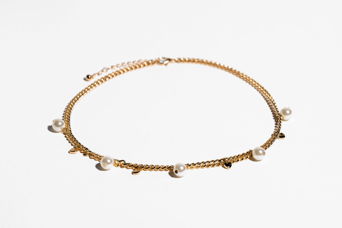 Gold Rhinestone Pearl Necklace - Charming Charlie