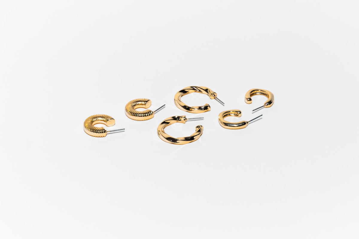 Trio Mini Gold Hoop Earrings - Charming Charlie