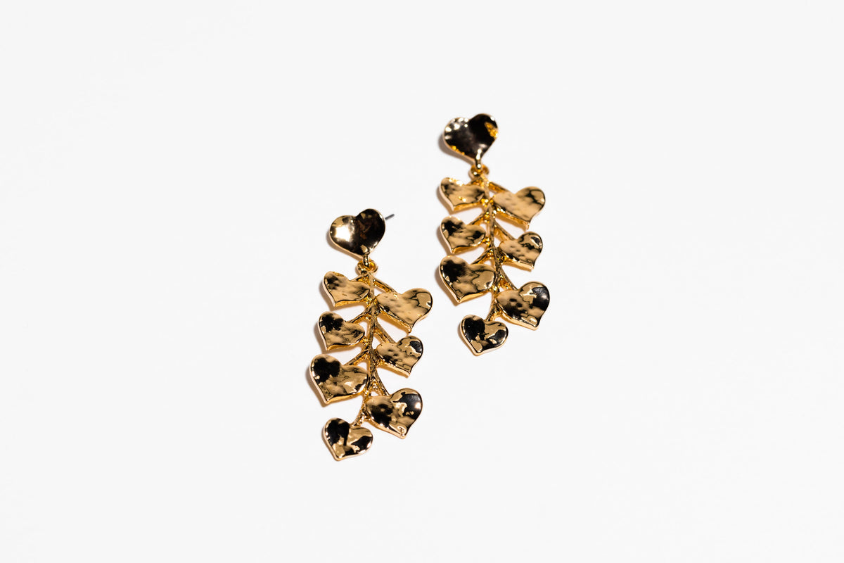 Gold Heart Drop Earrings - Charming Charlie