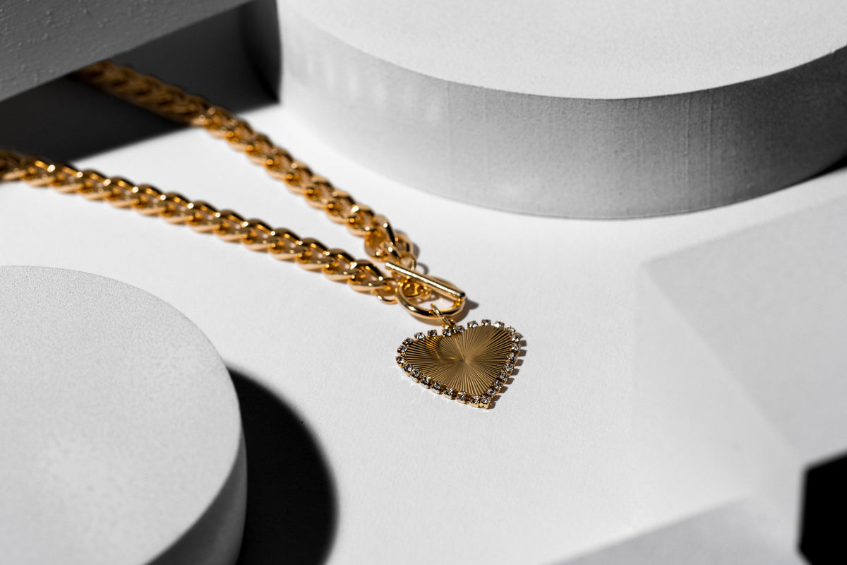 Gold Toggle Heart Pendant Necklace - Charming Charlie