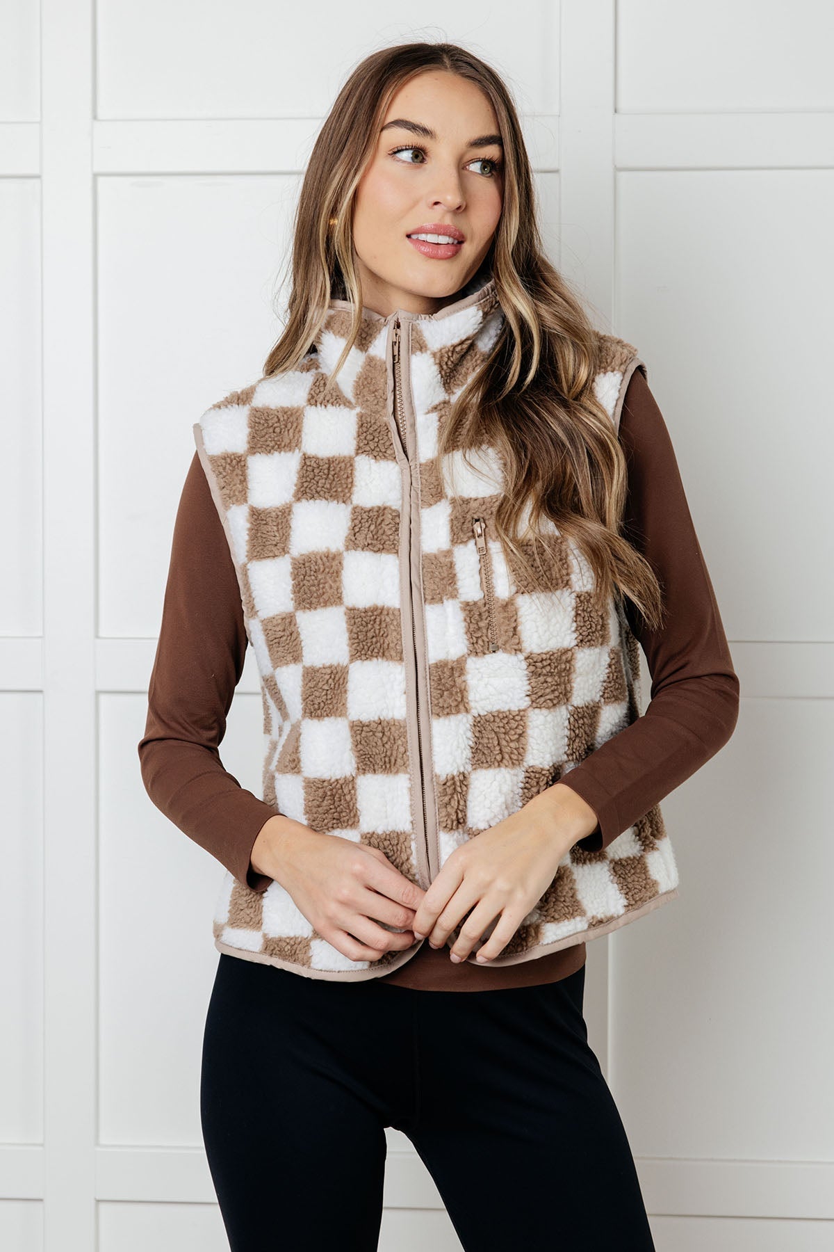 Check it Out Checkered Fleece Vest – Charming Charlie