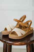 Chester Platform Nubuck Wedge Sandals in Cream - Charming Charlie