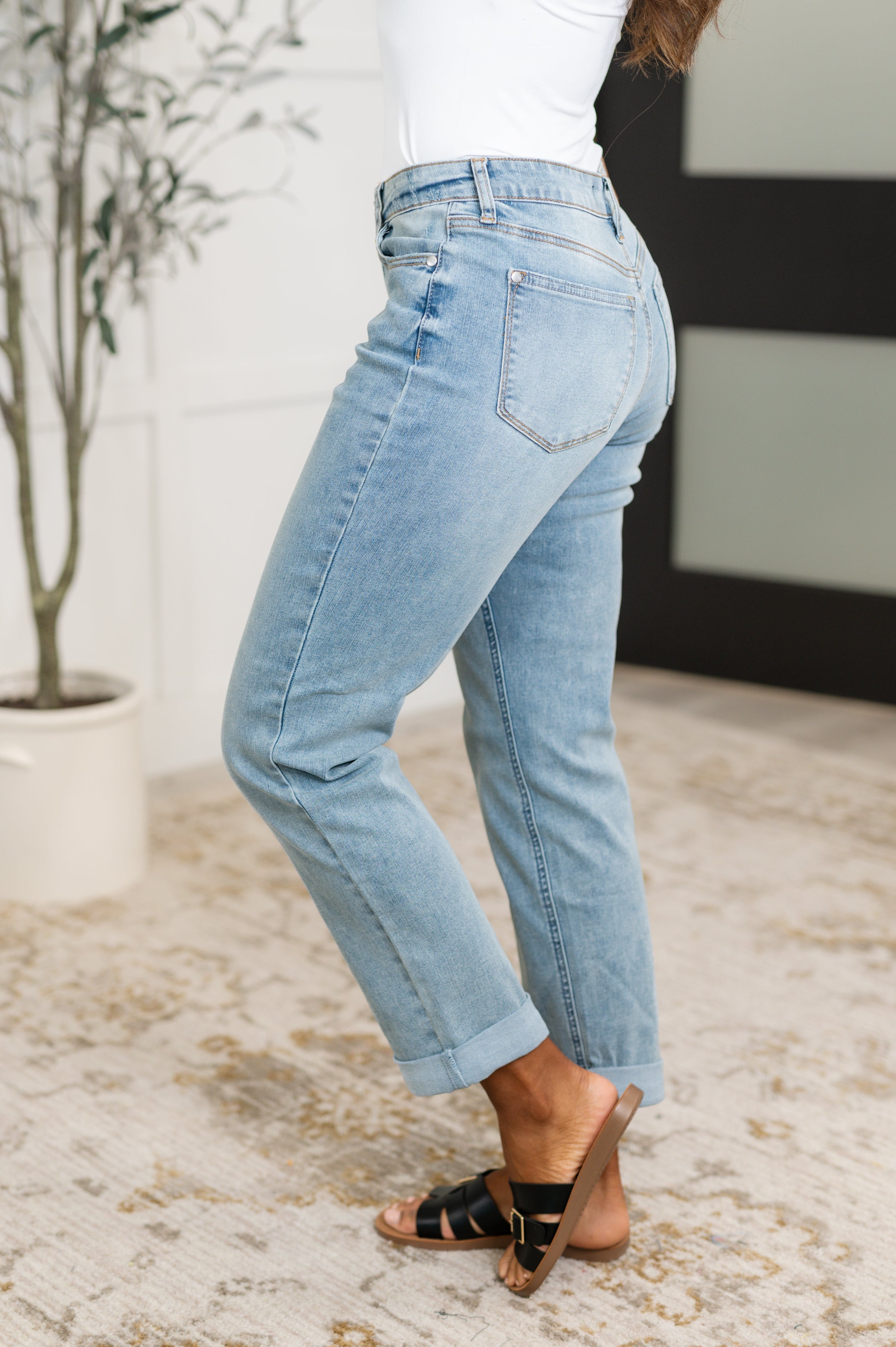 Cheyenne V-Front Cool Denim Boyfriend Jeans - Charming Charlie