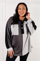 Chip Off the Old Colorblock V-Neck Henley in Grey - Charming Charlie
