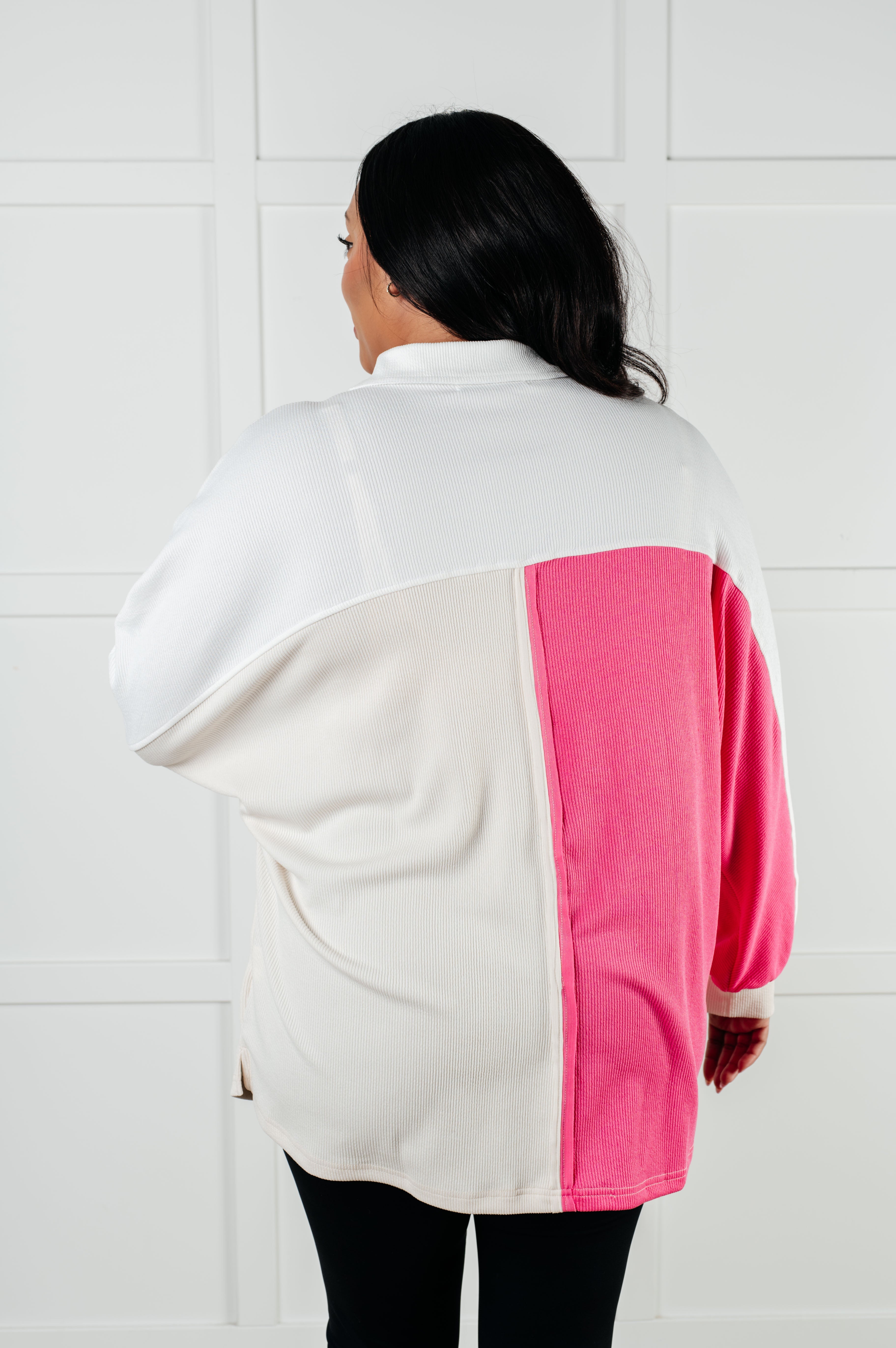Chip Off the Old Colorblock V-Neck Henley in Pink - Charming Charlie