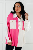 Chip Off the Old Colorblock V-Neck Henley in Pink - Charming Charlie