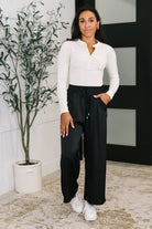 City Ease Wide Leg Bottoms in Black - Charming Charlie