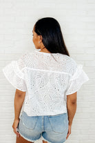 Classy As Heck Eyelet Front Tie Top in Off White - Charming Charlie