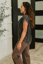 Cloud Nine to Five Button Down Blouse in Ash Black - Charming Charlie