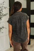 Cloud Nine to Five Button Down Blouse in Ash Black - Charming Charlie