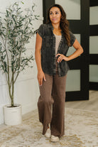 Cloud Nine to Five Button Down Blouse in Ash Black - Charming Charlie
