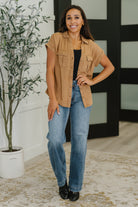 Cloud Nine to Five Button Down Blouse in Deep Camel - Charming Charlie