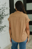 Cloud Nine to Five Button Down Blouse in Deep Camel - Charming Charlie