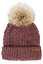 Coco Berry C.C Smocking Stitch Pattern Pom Beanie Hat, Warm Winter Beanie Hat; before running out the door into the cool air, you’ll want to reach for this toasty beanie to keep you incredibly warm. Comfortable beanie keep your head and ear warm during the winter. Awesome winter gift accessory!  This smocking stitch pattern pom beanie can be worn both casual and sophisticated wear and also perfect for outdoor fashion, including biking, camping, ice skating, snowboarding, running and more.