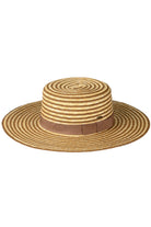 Coffee C.C Stripe Pattern Boater Sun Hat offers both style and sun protection. Made with a trendy stripe pattern, this hat is perfect for any outdoor occasion. Crafted with high-quality materials, it provides optimal comfort and durability. Keep the sun off your face in style with this must-have accessory.