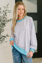 Color Clash Drop Shoulder Long Sleeve - Charming Charlie