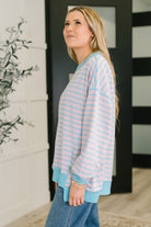 Color Clash Drop Shoulder Long Sleeve - Charming Charlie
