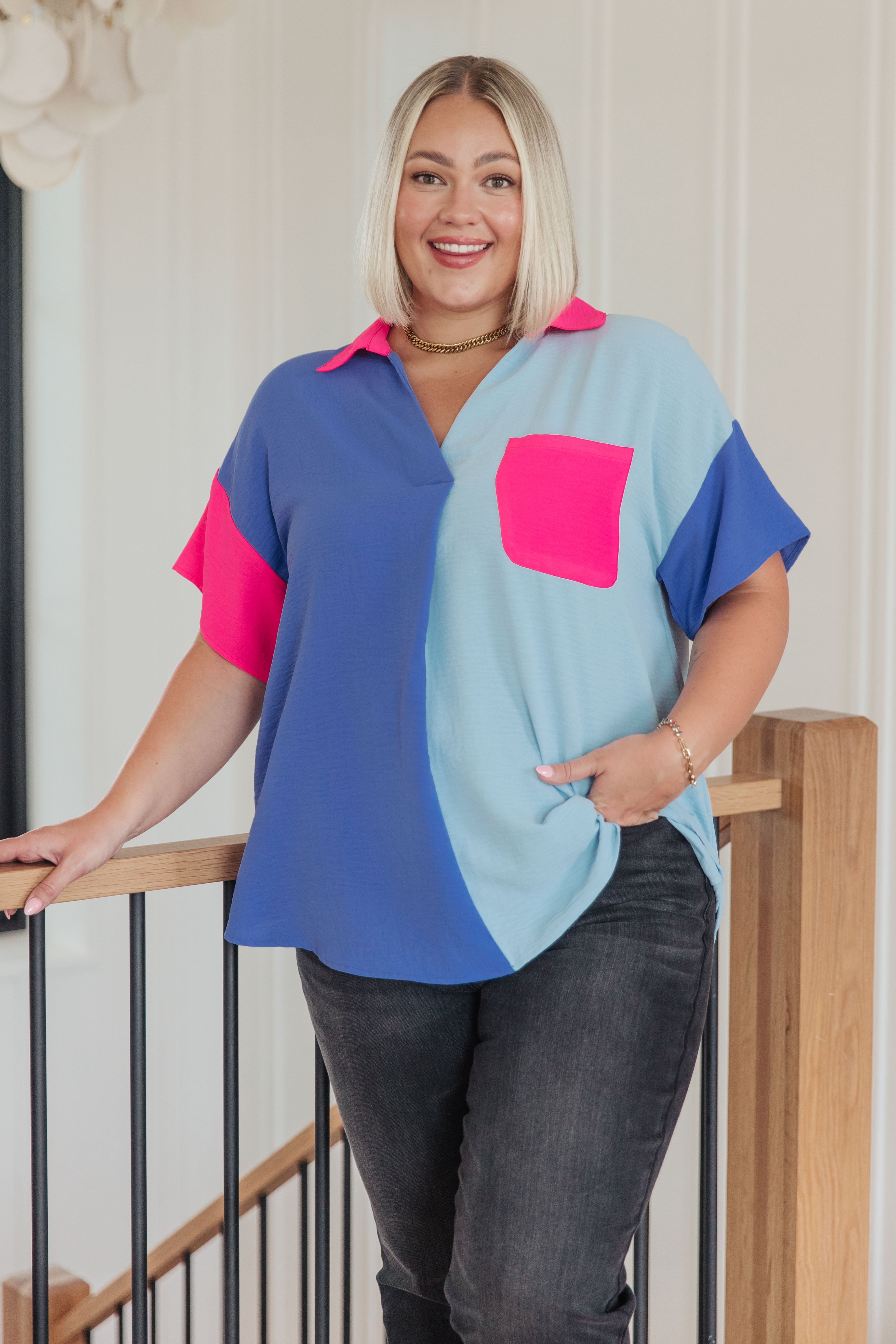 Color Me Cool Color Block Top - Charming Charlie