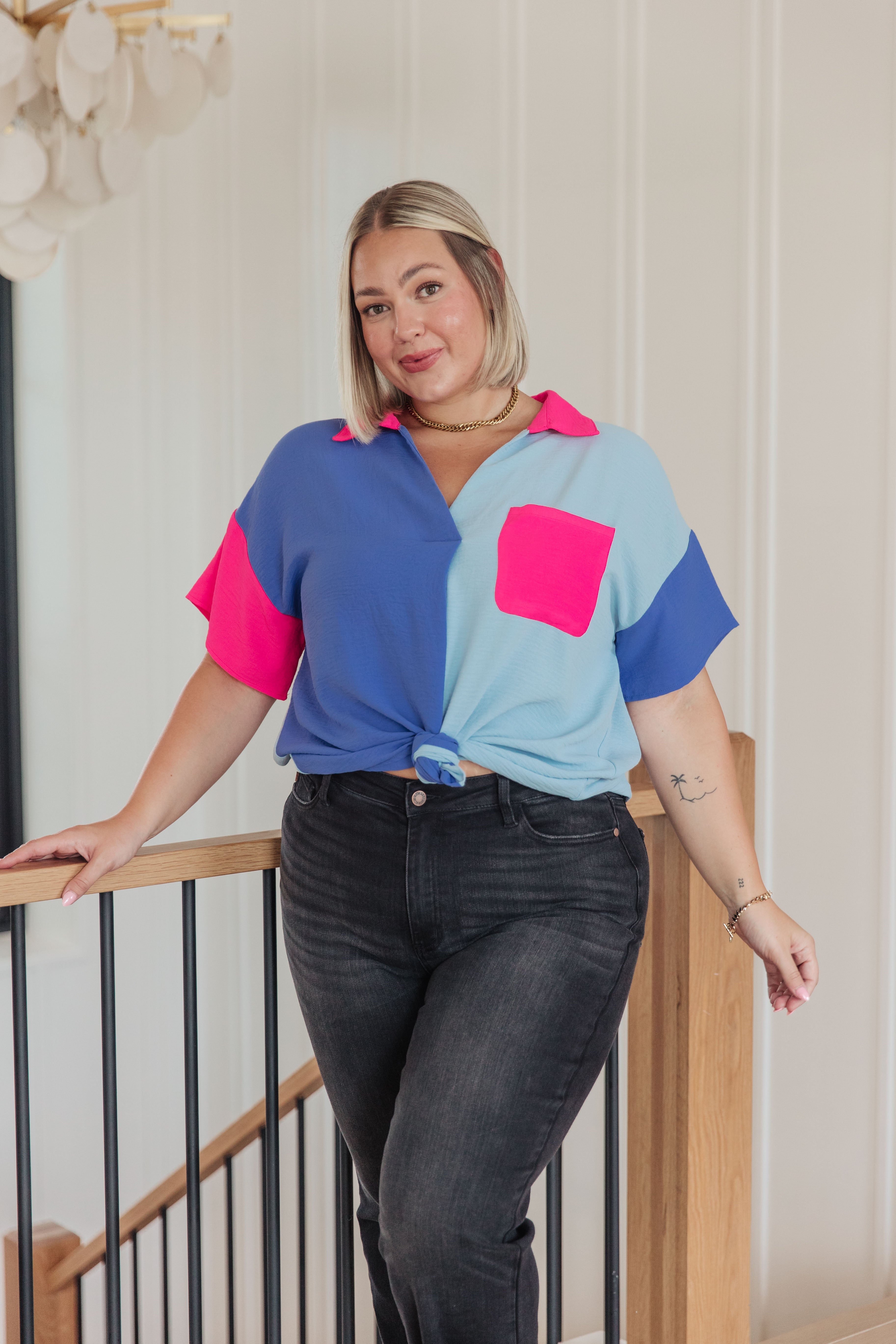 Color Me Cool Color Block Top - Charming Charlie