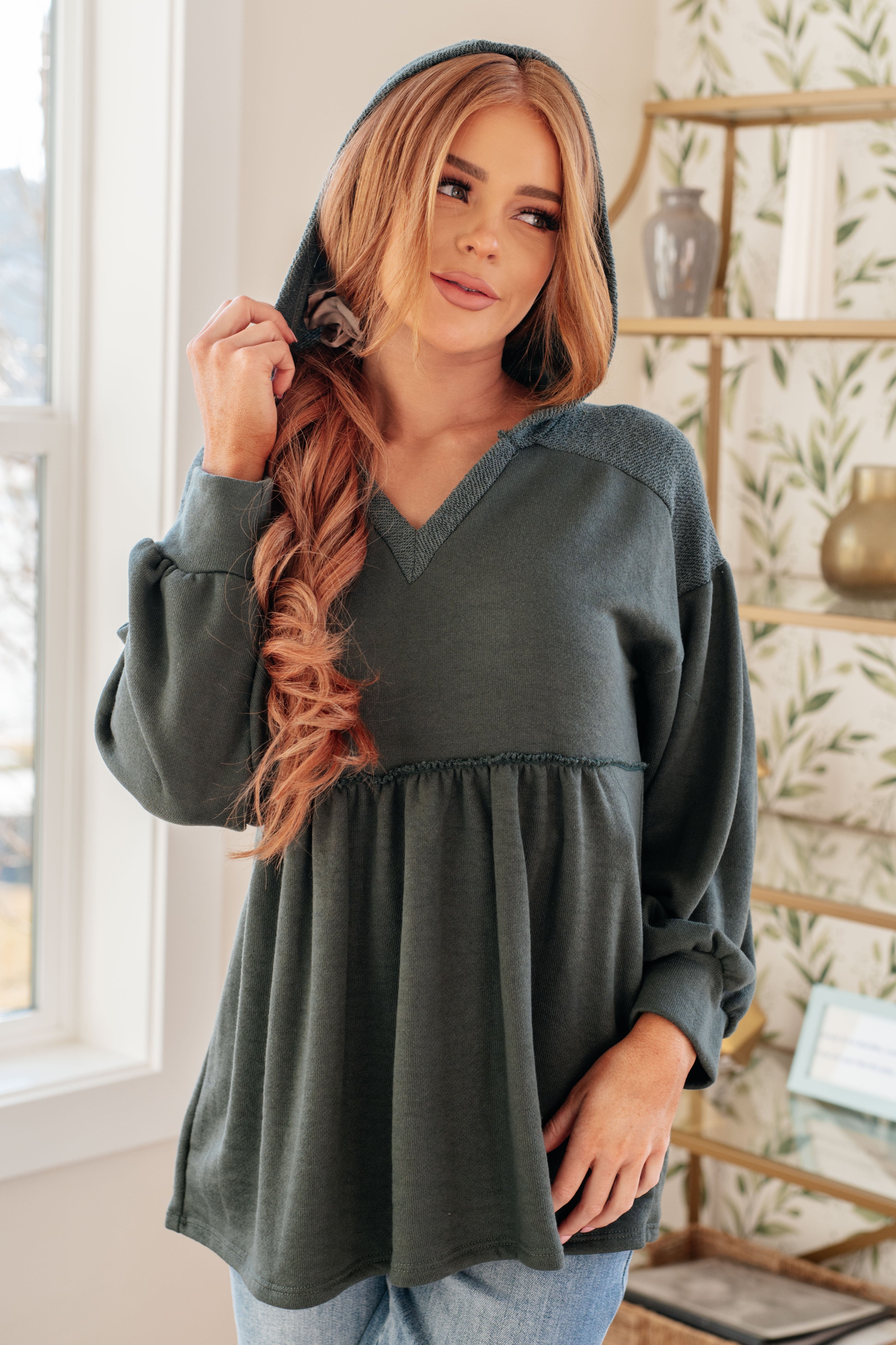 She's Not Wrong Hooded V-Neck Pullover - Charming Charlie