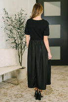 Contrast Charm Midi Black Dress - Charming Charlie