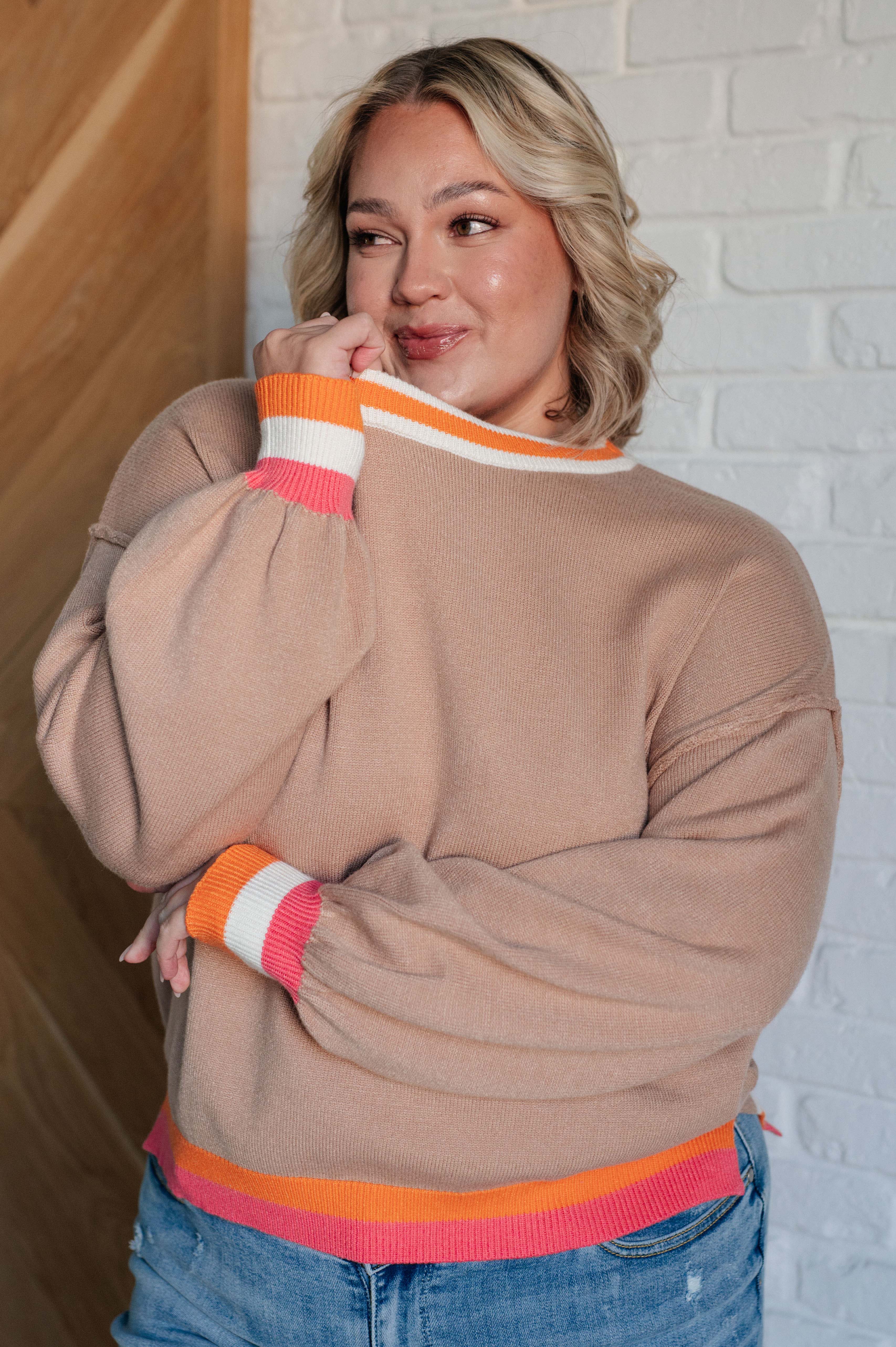 Conversational Moment Striped Trim Sweater - Charming Charlie