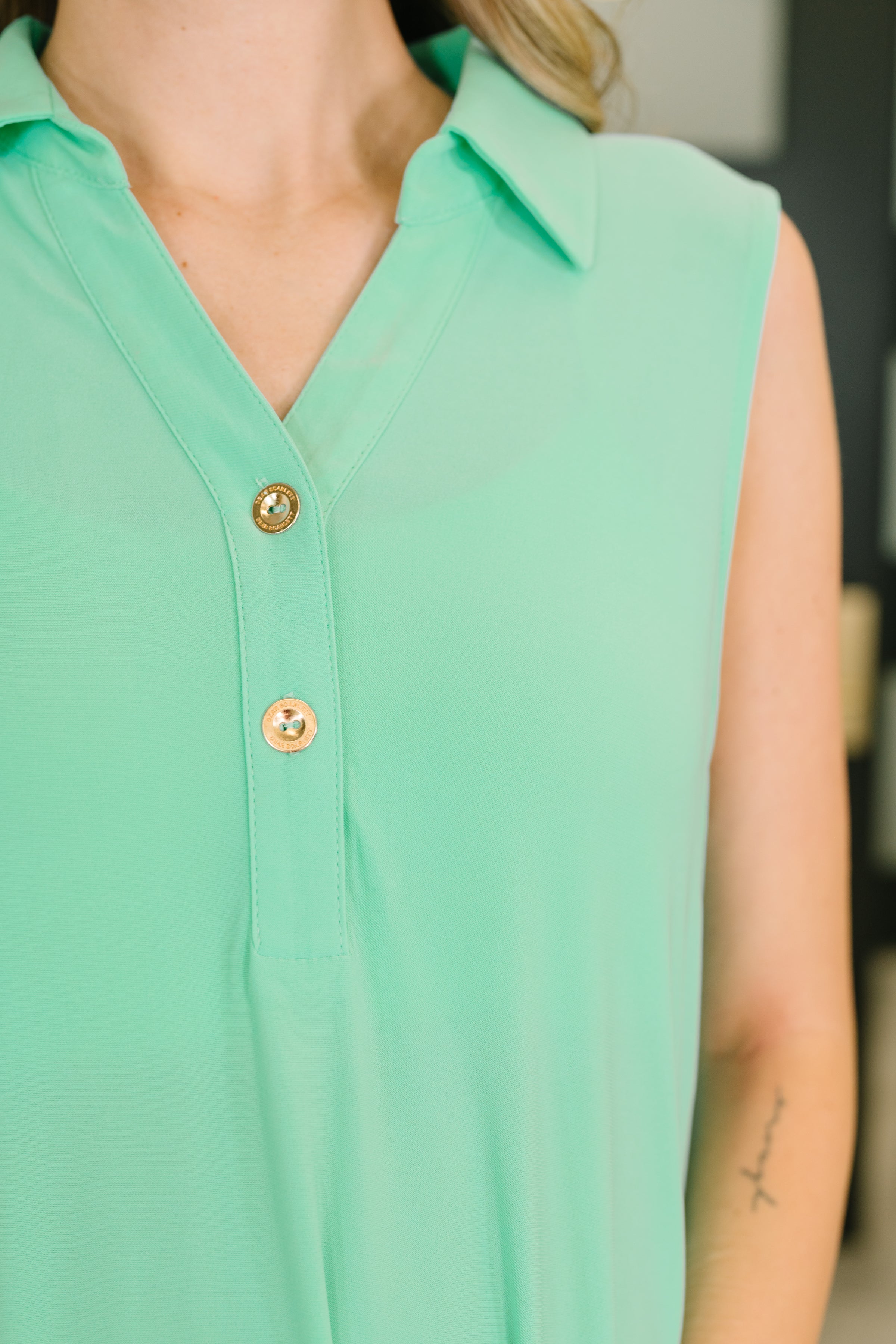 Coral Sands Collared Tank Dress in Aqua Mint - Charming Charlie