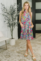 Coral Sands Collared Tank Dress in Light Floral Paisley - Charming Charlie