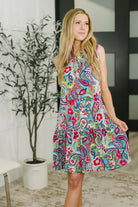 Coral Sands Collared Tank Dress in Light Floral Paisley - Charming Charlie