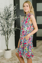 Coral Sands Collared Tank Dress in Light Floral Paisley - Charming Charlie