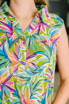 Coral Sands Collared Tank Dress in Spring Palms - Charming Charlie