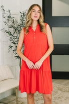 Coral Sands Collared Tank Dress in Tomato Red - Charming Charlie