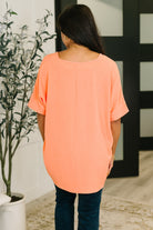 Counter Part Crinkle Woven V-Neck Top in Coral - Charming Charlie