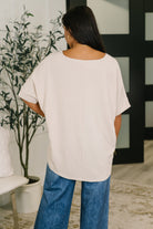 Counter Part Crinkle Woven V-Neck Top in Sand Beige - Charming Charlie