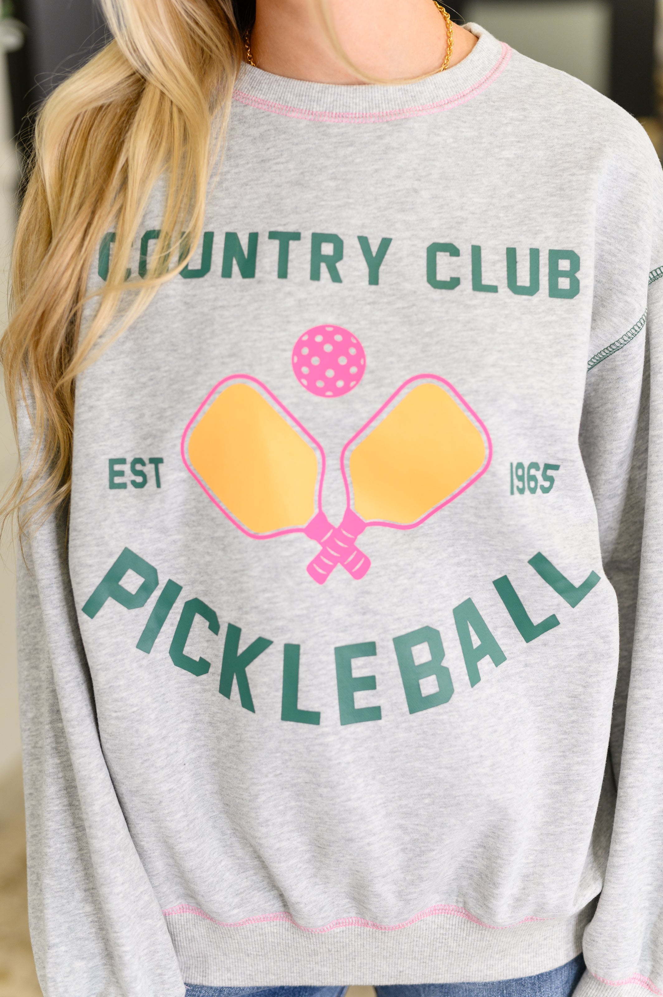 Country Club Pickle Ball Graphic Sweatshirt - Charming Charlie