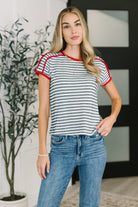 Country Stripe Casual Tee in Navy White - Charming Charlie