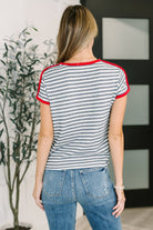 Country Stripe Casual Tee in Navy White - Charming Charlie